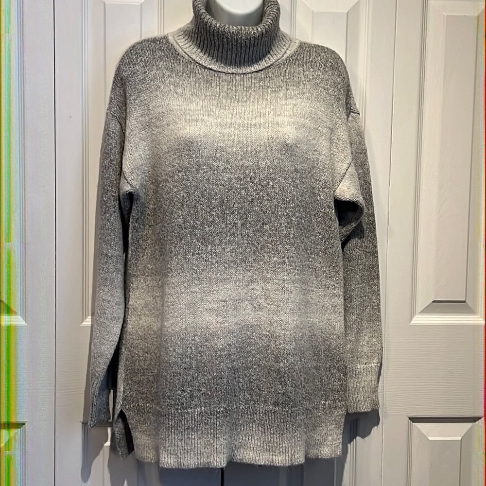 Chaps Grey Two Toned Turtleneck Sweater Size M